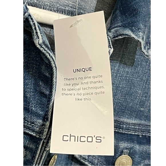 NWT Chico's Tie Dye Denim Jacket Chico's Size 0 Conv. Size 4 - Picture 7 of 15